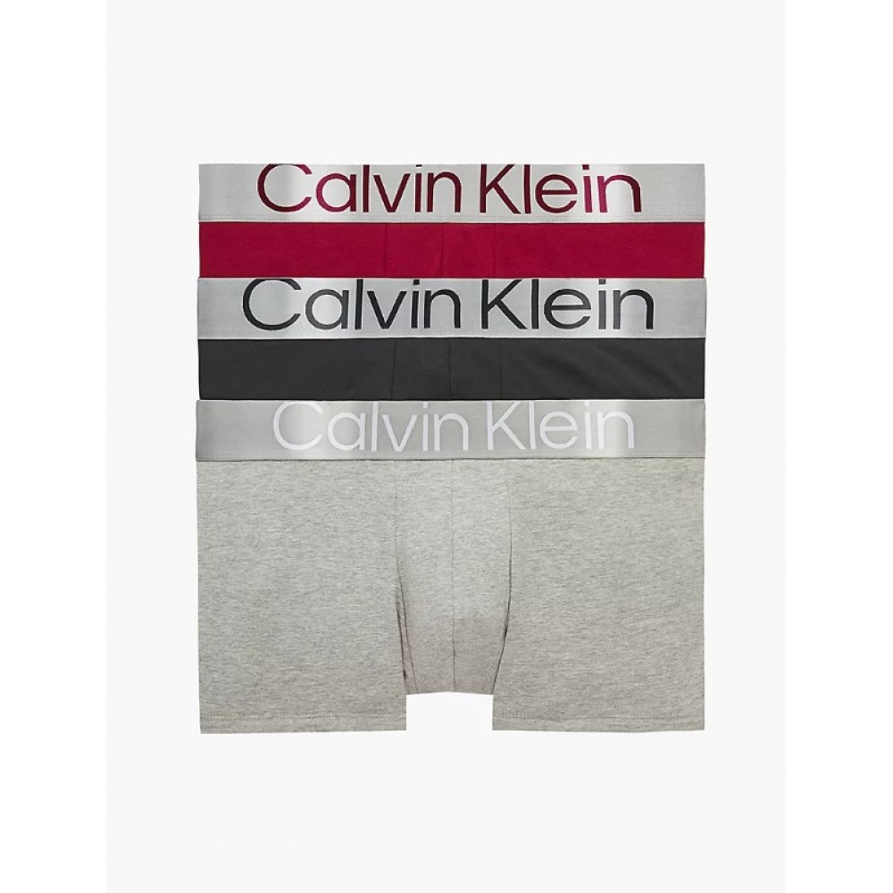 Calvin Klein Ανδρικά Boxer 3τεμ. Μαύρο-Μπορντό-Γκρι - 000NB3130A-5JK