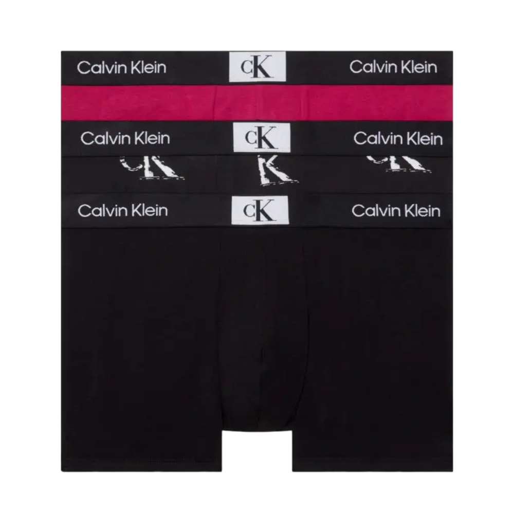 Calvin Klein Ανδρικά Boxer 3τεμ. Μαύρο-Logo-Magenda - 000NB3528E-MRS