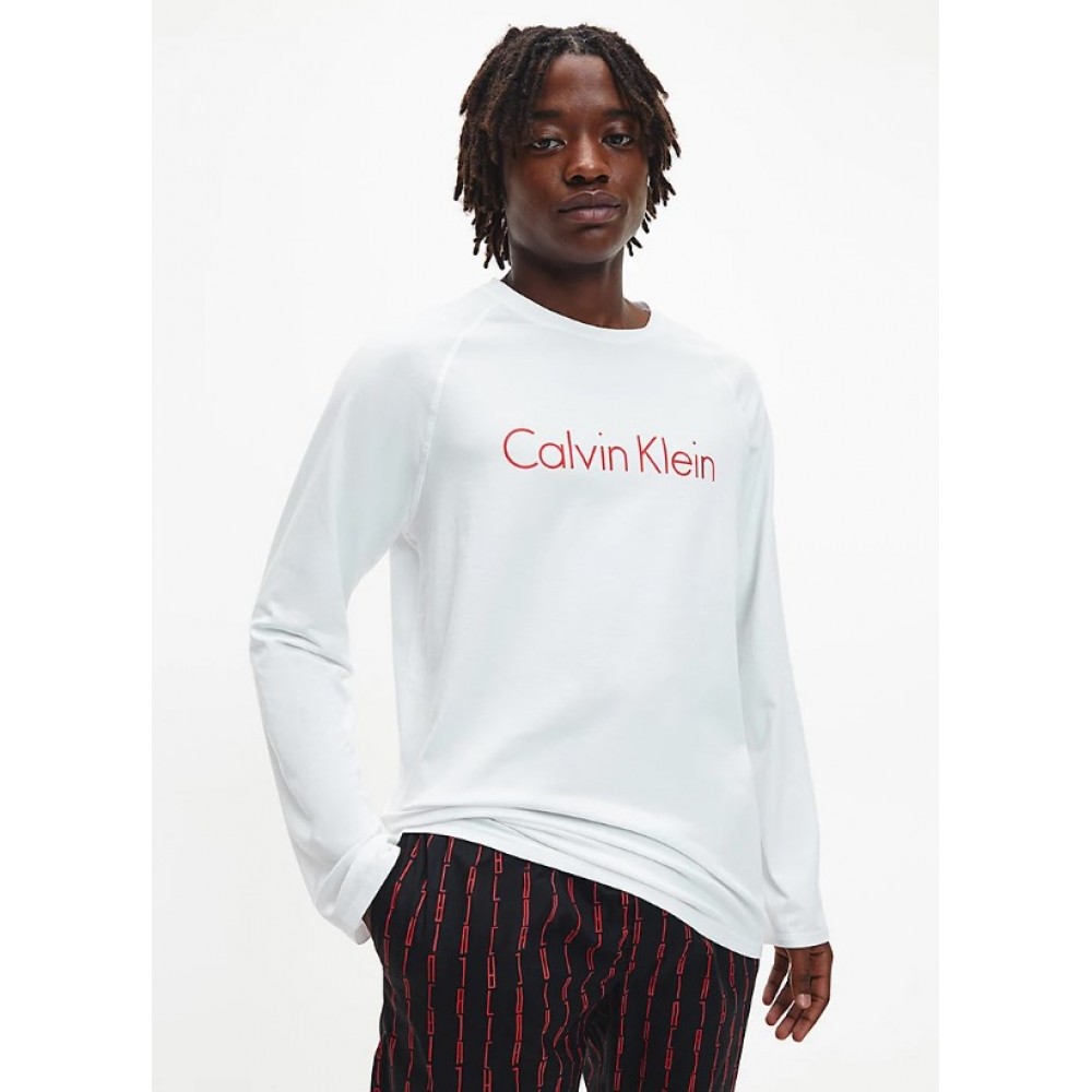 Calvin Klein Ανδρικό Σετ Πυτζάμα Λευκό-Logo - 000NM1590E-6NH