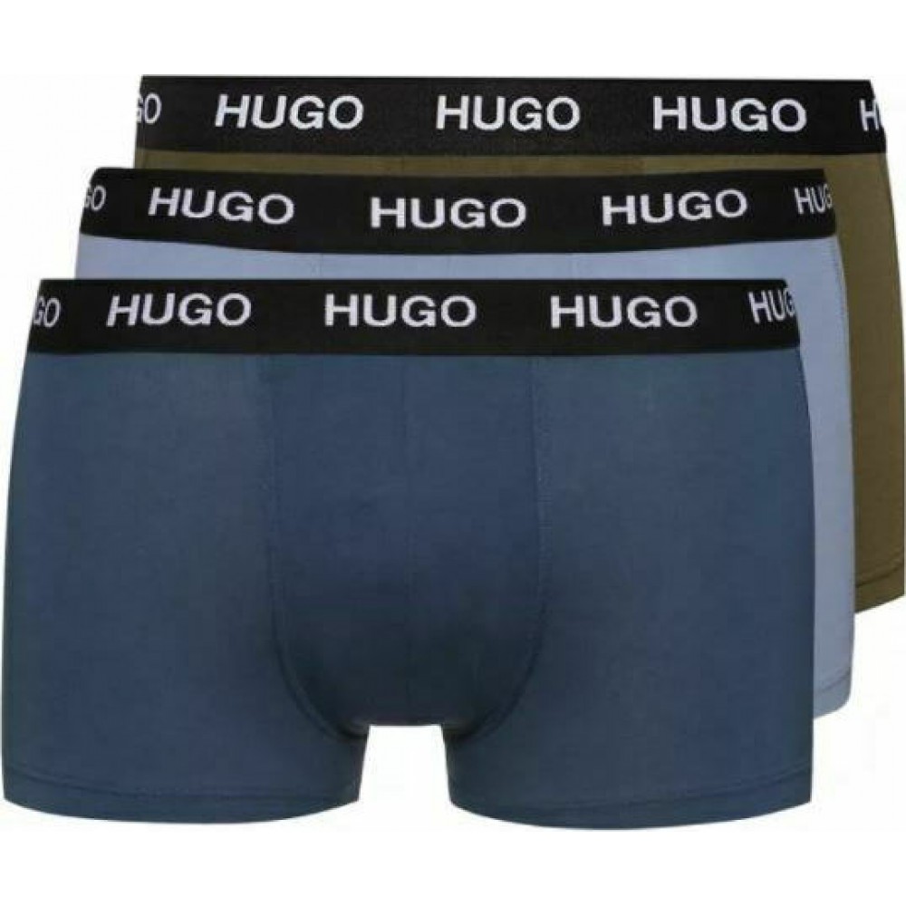 HUGO Ανδρικά Boxer 3τεμ. Χακί-Μπλε-Γαλάζιο - 50449351-963