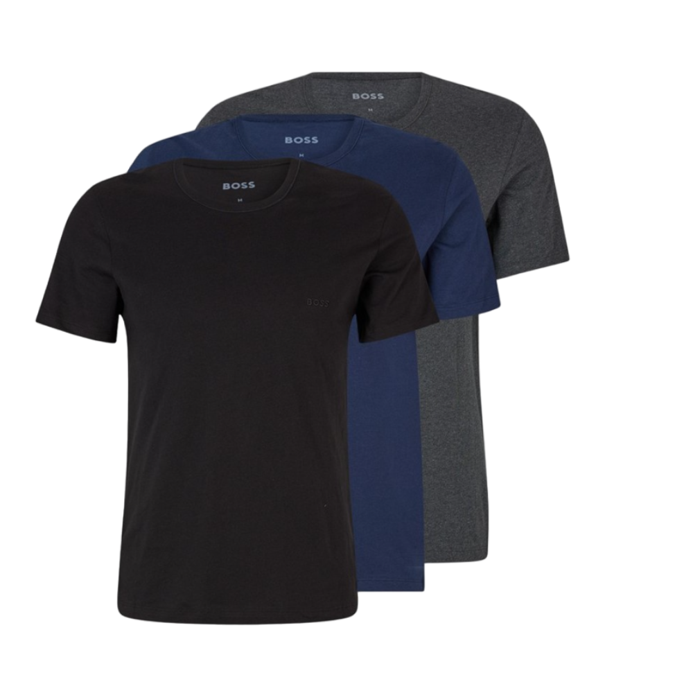 Boss Ανδρικά Φανελάκια/T-shirt 3τεμ. Μαύρο-Μπλε-Σκούρο Γκρι - 50475284-497