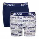 Sloggi Ανδρικό Boxer Short 2τεμ. Μπλε-Λευκό Print - 10198150-M007