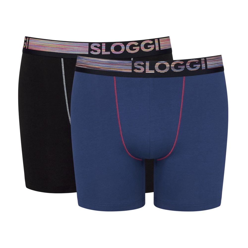 Sloggi Ανδρικά Boxer Short 2τεμ. Μαύρο-Μπλε - 10211236-M008